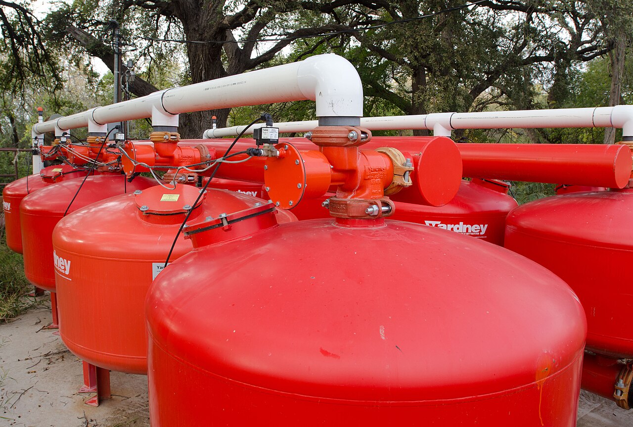 red irrigation filter tanks