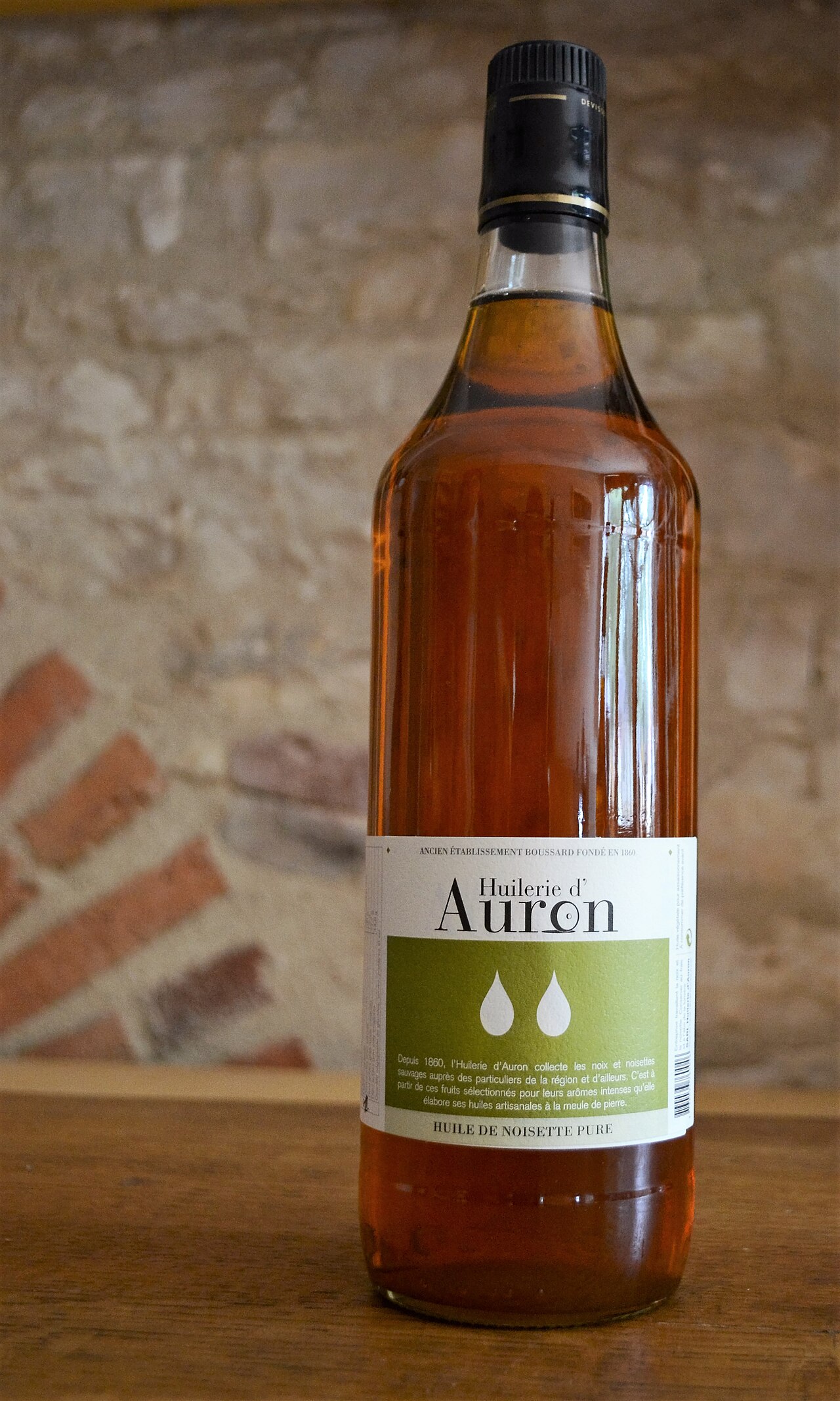 Bottle of hazelnut oil product