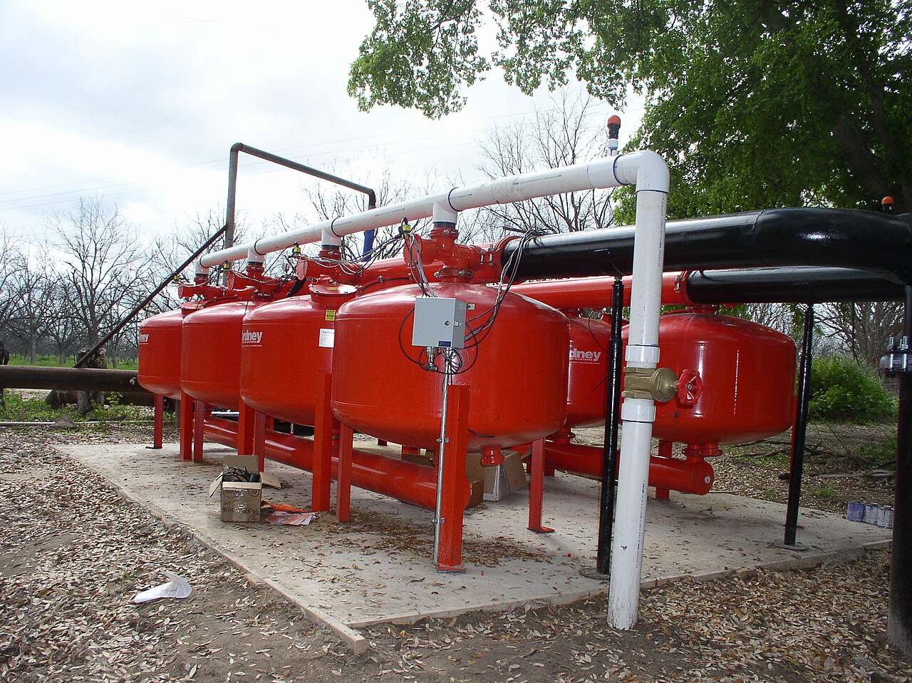 Drip irrigation filter station — part of investment and drought measure