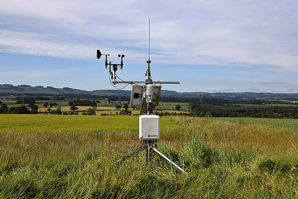 Agrometeorological station in the middle of an agricultural field
