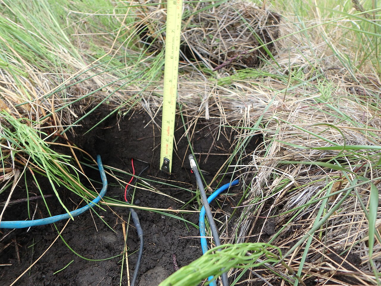 Installation of moisture sensor in soil